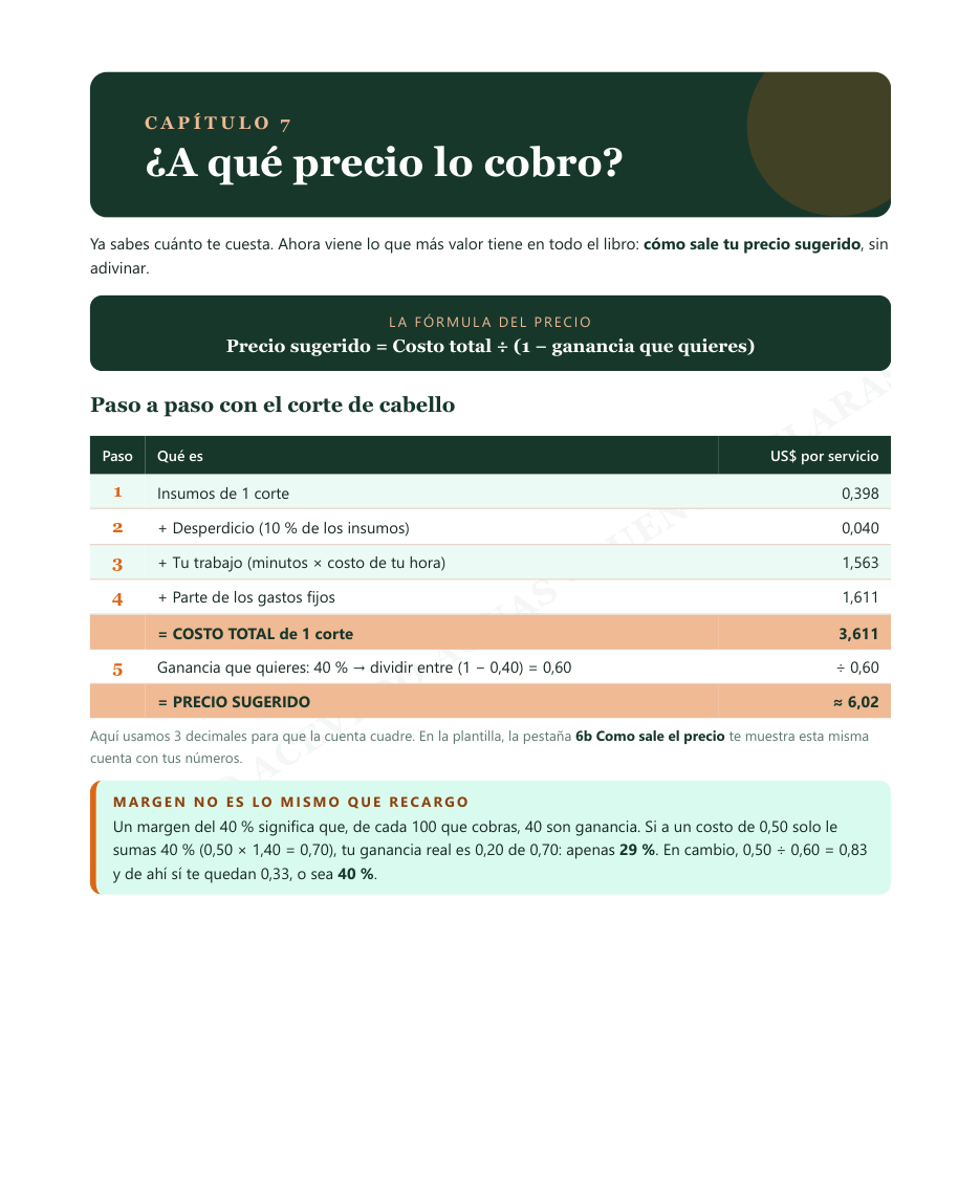 Adelanto parcial del capítulo de la guía sobre cómo fijar el precio